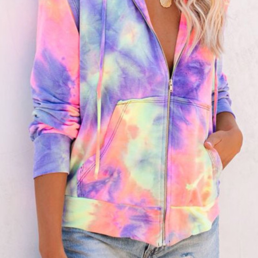 4xHP💝Boutique tie dye zippered hoodie - Picture 2 of 7